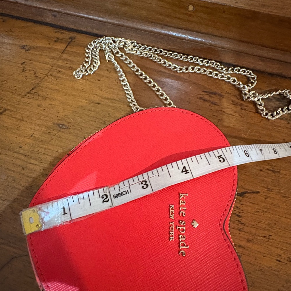 Kate Spade Candied Cherry Red Love Shack Mini Heart Crossbody Purse Chain Strap - Picture 6 of 8